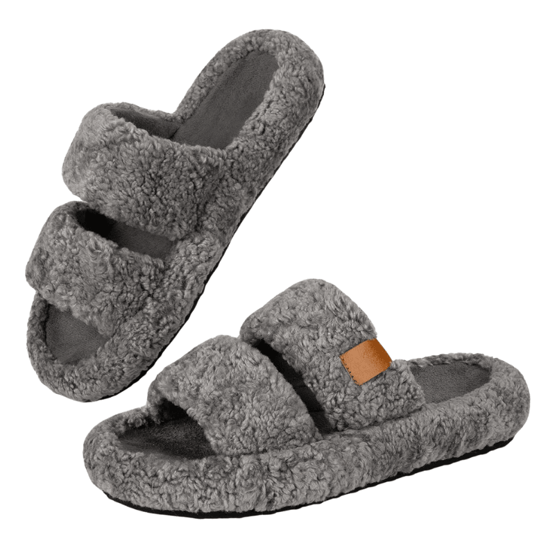 Classic Fuzzy Open Slippers – Cozy Comfort for Everyday Wear - Cloud Cushion Slides