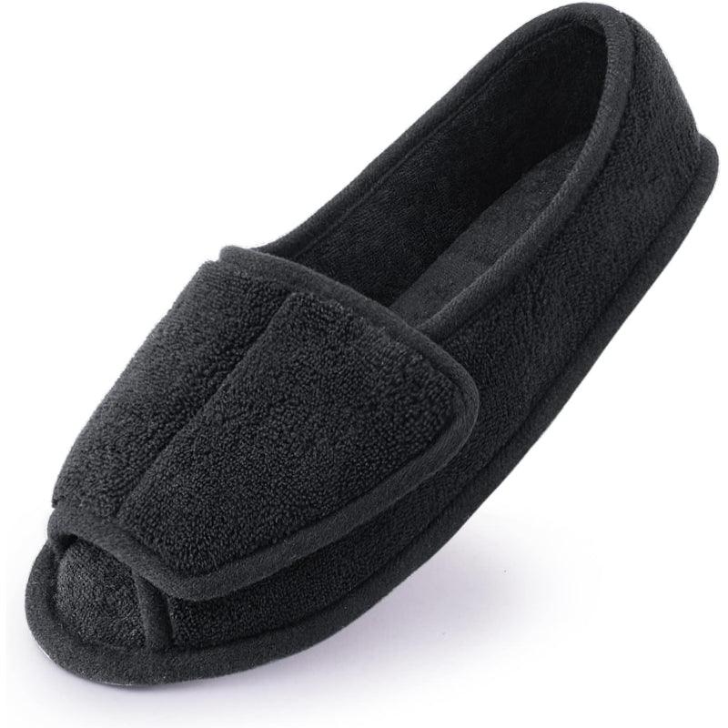 Knitted Plush Arthritis Slippers – Adjustable Comfort - Cloud Cushion Slides