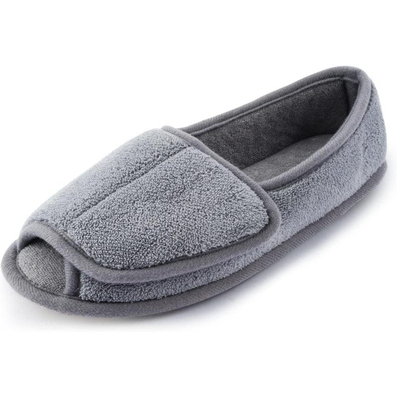 Knitted Plush Arthritis Slippers – Adjustable Comfort - Cloud Cushion Slides