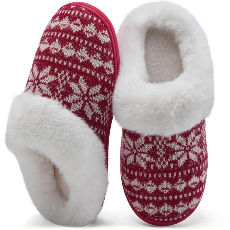 Snowflake Print Slippers – Ultimate Comfort For Chilly Days - Cloud Cushion Slides