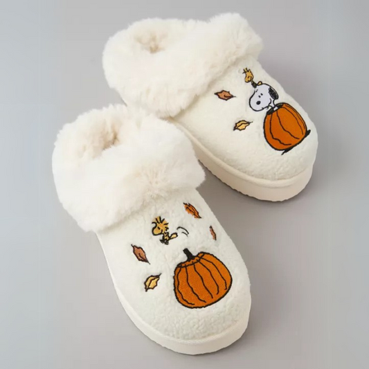 Snoopy Pumpkin Embroidered Indoor Slippers