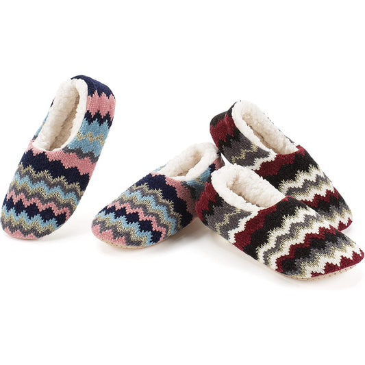 2 Pack Chenille Knit Anti Skid Slippers