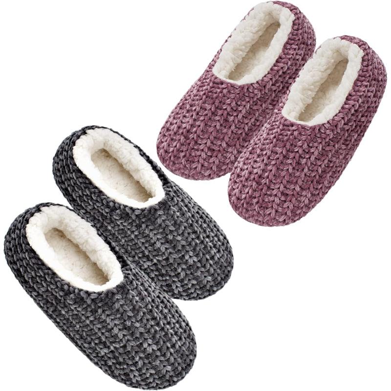 2 Pack Chenille Knit Anti Skid – Cozy and Secure Indoor Wear Slippers - Cloud Cushion Slides