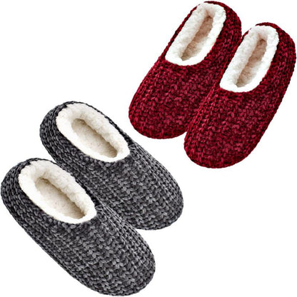 2 Pack Chenille Knit Anti Skid – Cozy and Secure Indoor Wear Slippers - Cloud Cushion Slides