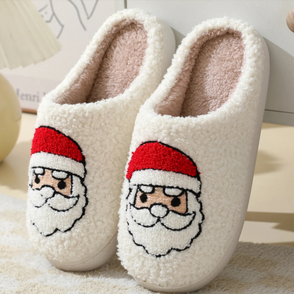 Festive Embroidered Holiday Slide Slippers