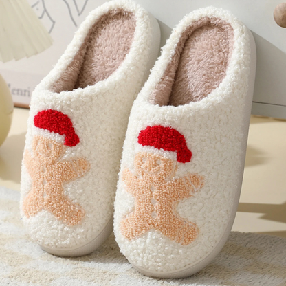 Festive Embroidered Holiday Slide Slippers