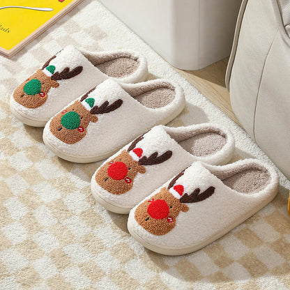 Reindeer Inspired Holiday Indoor Slippers