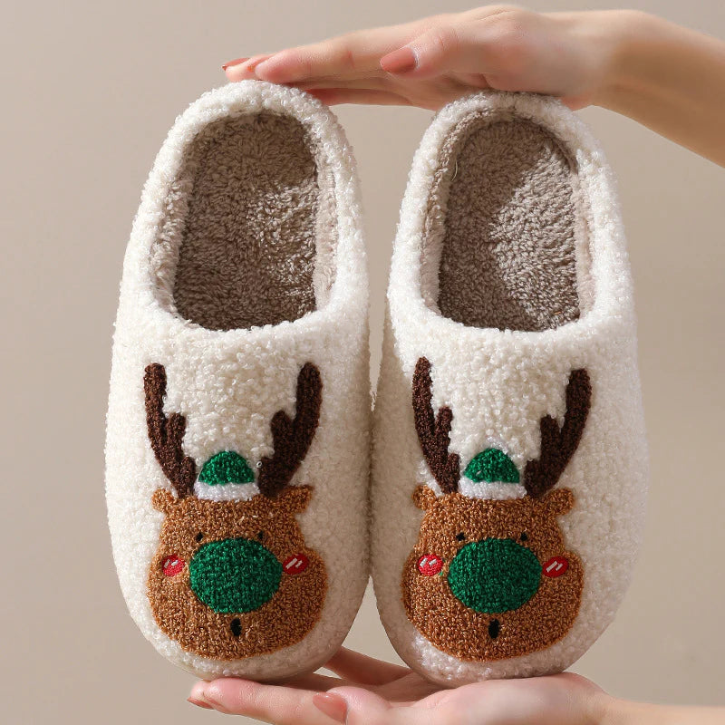 Reindeer Inspired Holiday Indoor Slippers