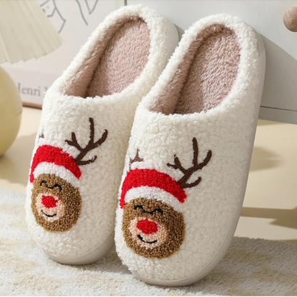 Festive Embroidered Holiday Slide Slippers