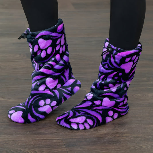 Soft Non Slip Paw Print Indoor Booties