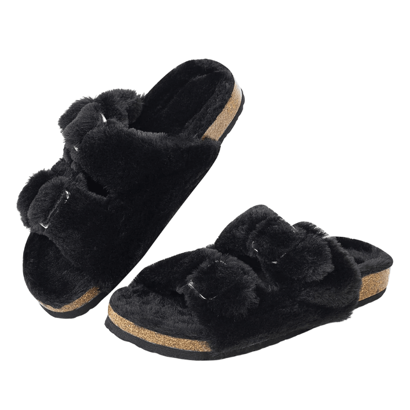 Faux Fur Slide Slippers – Cozy Luxury for Indoor Outdoor Comfort - Cloud Cushion Slides