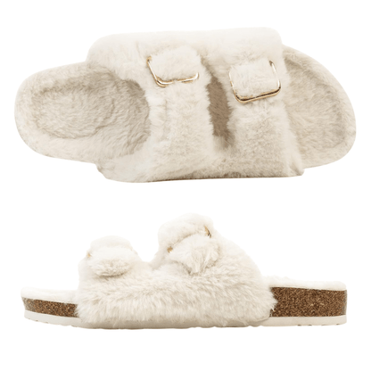 Faux Fur Slide Slippers – Cozy Luxury for Indoor Outdoor Comfort - Cloud Cushion Slides