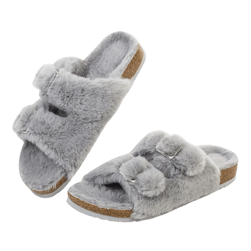 Faux Fur Slide Slippers – Cozy Luxury for Indoor Outdoor Comfort - Cloud Cushion Slides