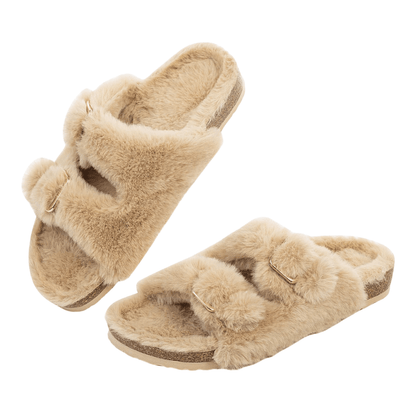 Faux Fur Slide Slippers – Cozy Luxury for Indoor Outdoor Comfort - Cloud Cushion Slides