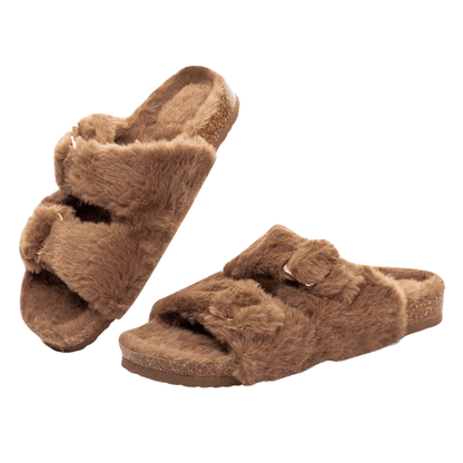 Faux Fur Slide Slippers – Cozy Luxury for Indoor Outdoor Comfort - Cloud Cushion Slides