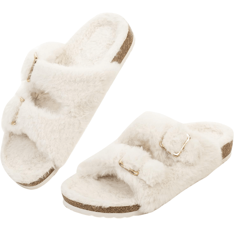 Faux Fur Slide Slippers – Cozy Luxury for Indoor Outdoor Comfort - Cloud Cushion Slides