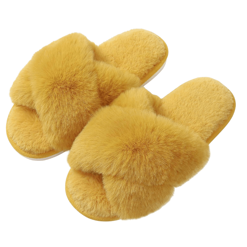 Fluffy Cross Band Slippers – Plush Comfort with Stylish Flair - Cloud Cushion Slides