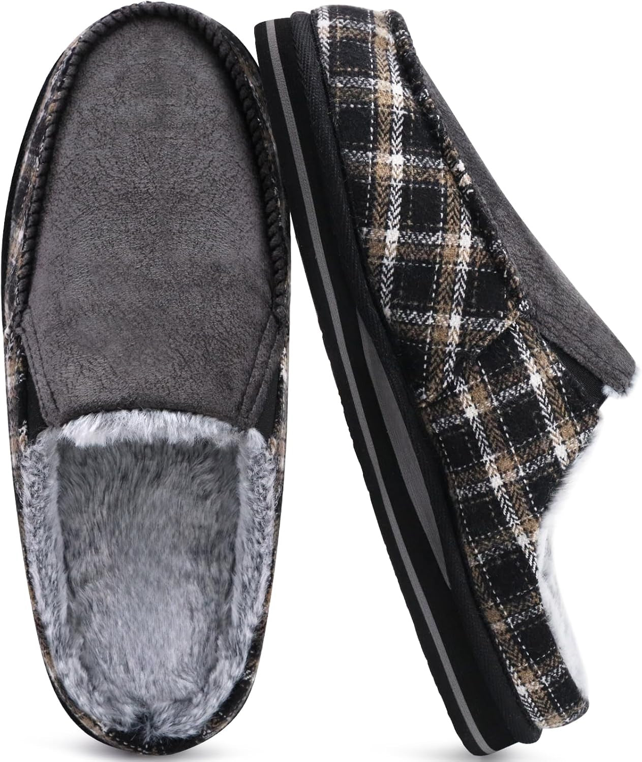 Fur Plaid Cozy Clog Orthopedic Slippers