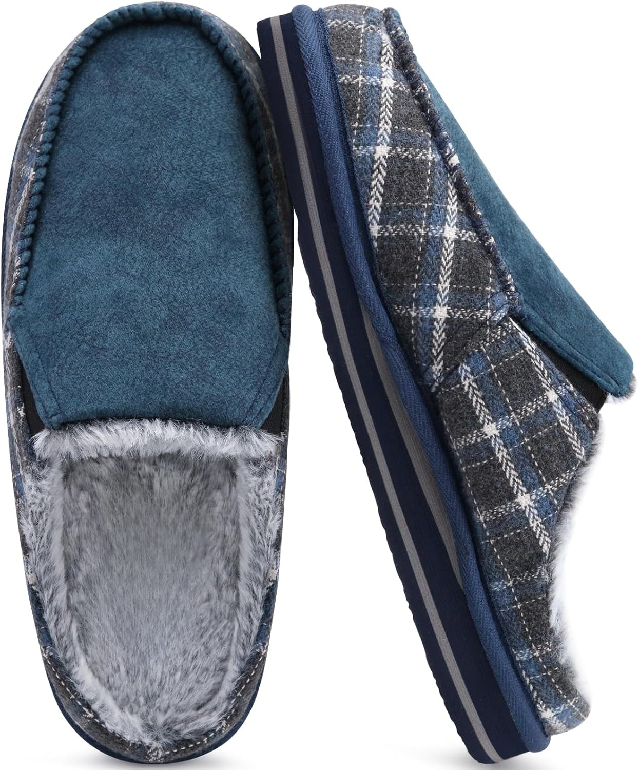 Fur Plaid Cozy Clog Orthopedic Slippers