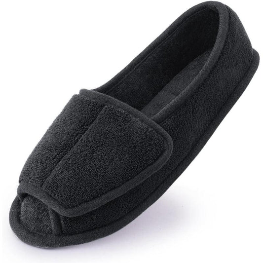 Knitted Plush Arthritis Slippers – Adjustable Comfort - Cloud Cushion Slides