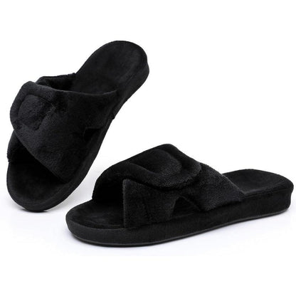 Adjustable Fuzzy Slippers – Relief and Support for Arthritis Feet - Cloud Cushion Slides