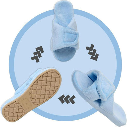 Adjustable Fuzzy Slippers – Relief and Support for Arthritis Feet - Cloud Cushion Slides