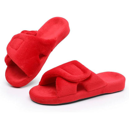 Adjustable Fuzzy Slippers – Relief and Support for Arthritis Feet - Cloud Cushion Slides