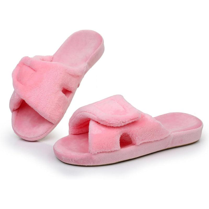 Adjustable Fuzzy Slippers – Relief and Support for Arthritis Feet - Cloud Cushion Slides