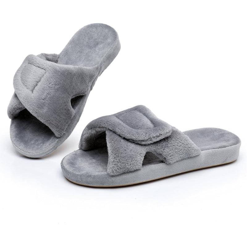 Adjustable Fuzzy Slippers – Relief and Support for Arthritis Feet - Cloud Cushion Slides