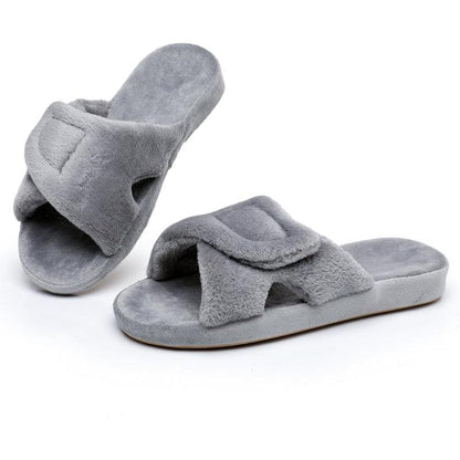 Adjustable Fuzzy Slippers – Relief and Support for Arthritis Feet - Cloud Cushion Slides