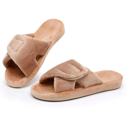 Adjustable Fuzzy Slippers – Relief and Support for Arthritis Feet - Cloud Cushion Slides
