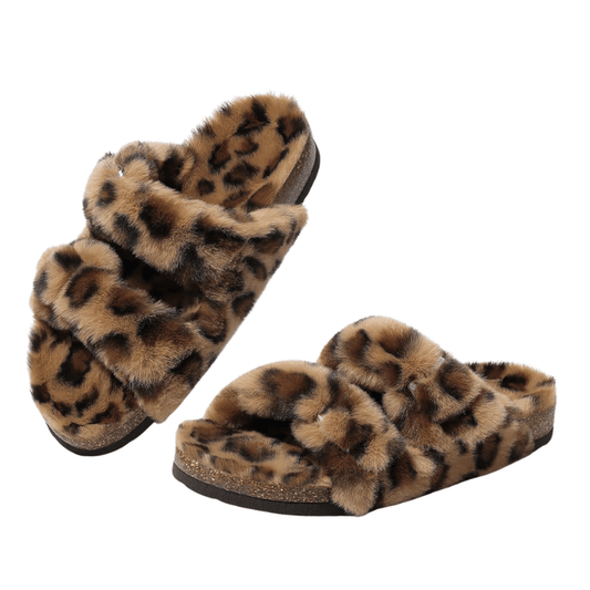 Leopard Print Adjustable Slippers – Bold Style with Cozy Comfort