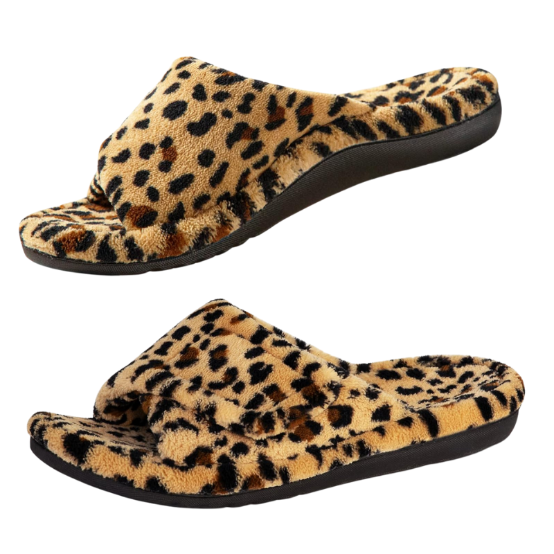 Leopard Print Orthopedic Slippers – Adjustable Comfort with Bold Style - Cloud Cushion Slides