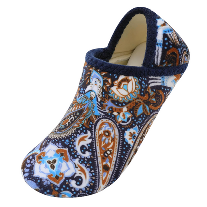 Paisley Patterned Slip On Diabetic Slippers