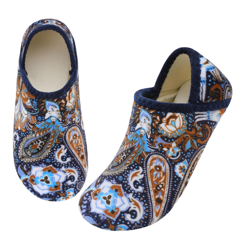 Paisley Patterned Slip On Diabetic Slippers