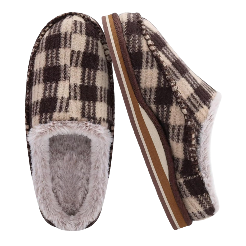 Plaid Orthopedic Slippers – Supportive, Cozy Footwear - Cloud Cushion Slides