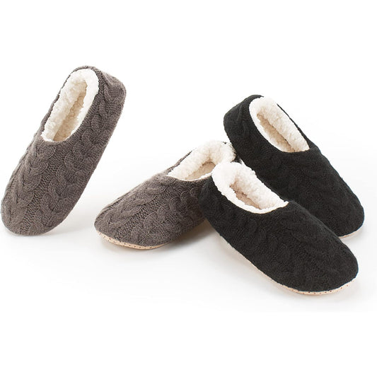 2 Pack Cable Knit Anti Skid Slippers