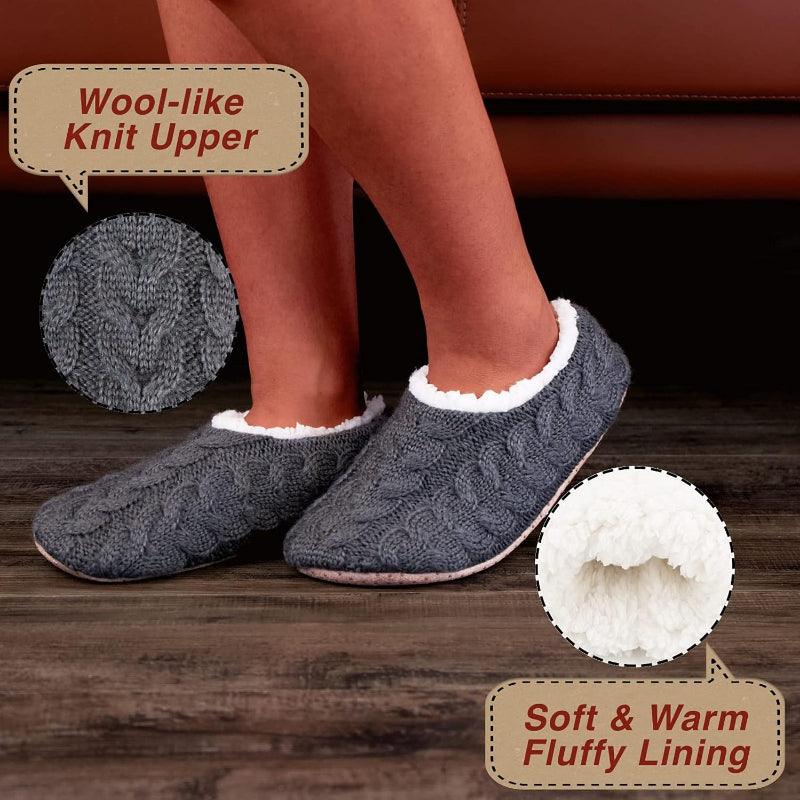 2 Pack Cable Knit Anti Skid – Warmth and Secure Fit - Cloud Cushion Slides