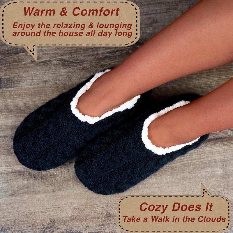 2 Pack Cable Knit Anti Skid – Warmth and Secure Fit - Cloud Cushion Slides