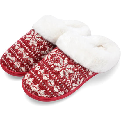 Snowflake Print Slippers – Ultimate Comfort For Chilly Days - Cloud Cushion Slides