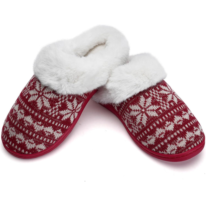 Snowflake Print Slippers – Ultimate Comfort For Chilly Days - Cloud Cushion Slides