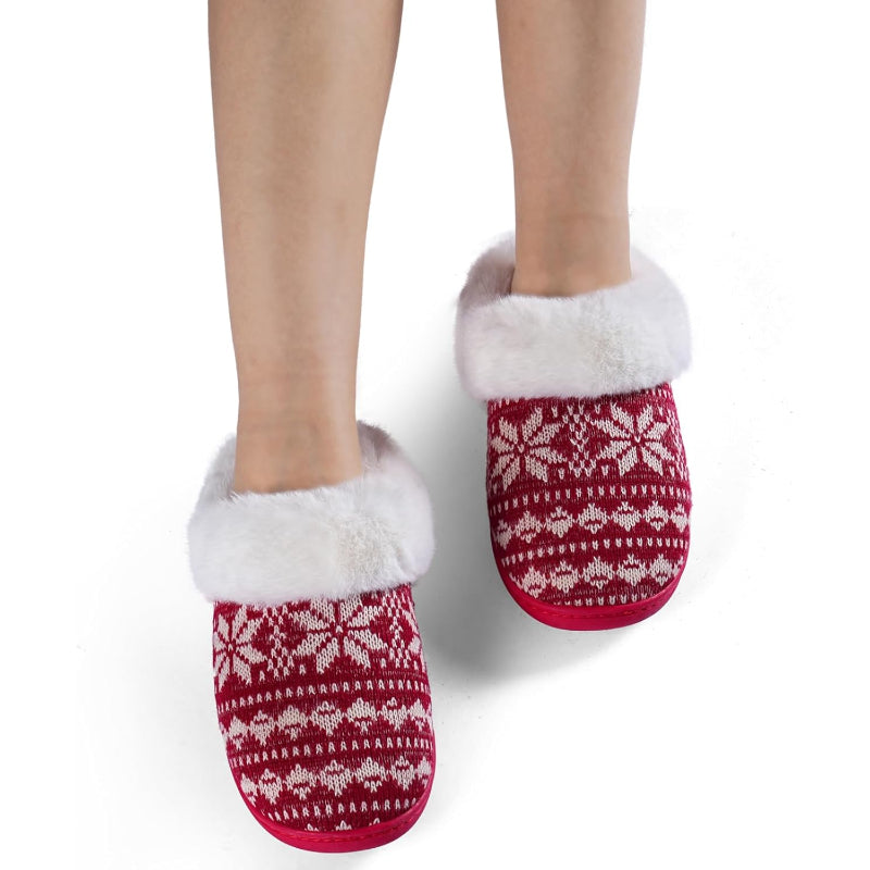 Snowflake Print Slippers – Ultimate Comfort For Chilly Days - Cloud Cushion Slides