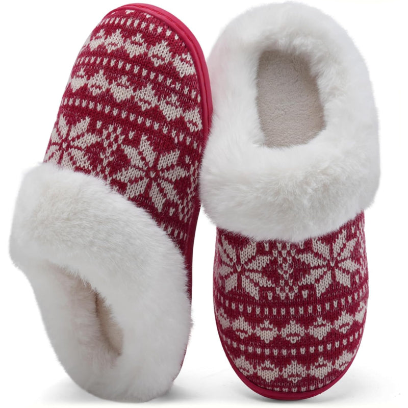 Snowflake Print Slippers – Ultimate Comfort For Chilly Days - Cloud Cushion Slides