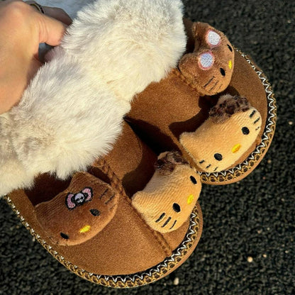 Kitty Cartoon Designed Fluffy Slippers