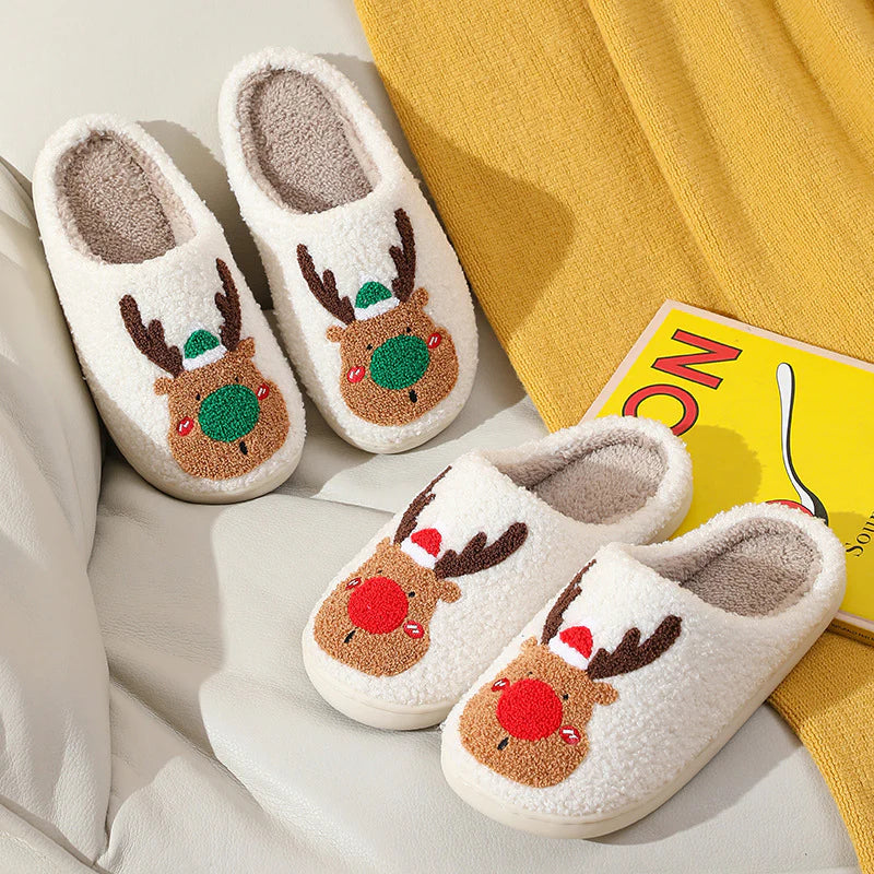 Reindeer Inspired Holiday Indoor Slippers