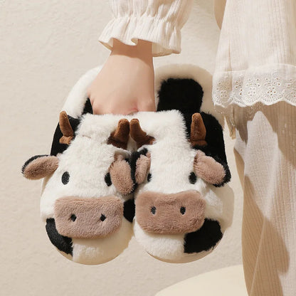 Soft Cow Themed Cozy Slippers