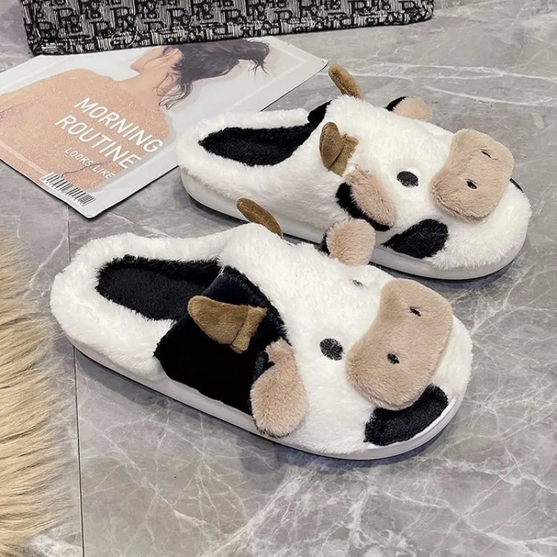 Soft Cow Themed Cozy Slippers