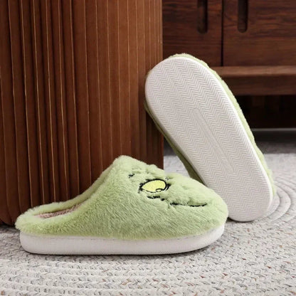 Grinch Themed Fuzzy Slippers – Cozy Fun for Every Step - Cloud Cushion Slides