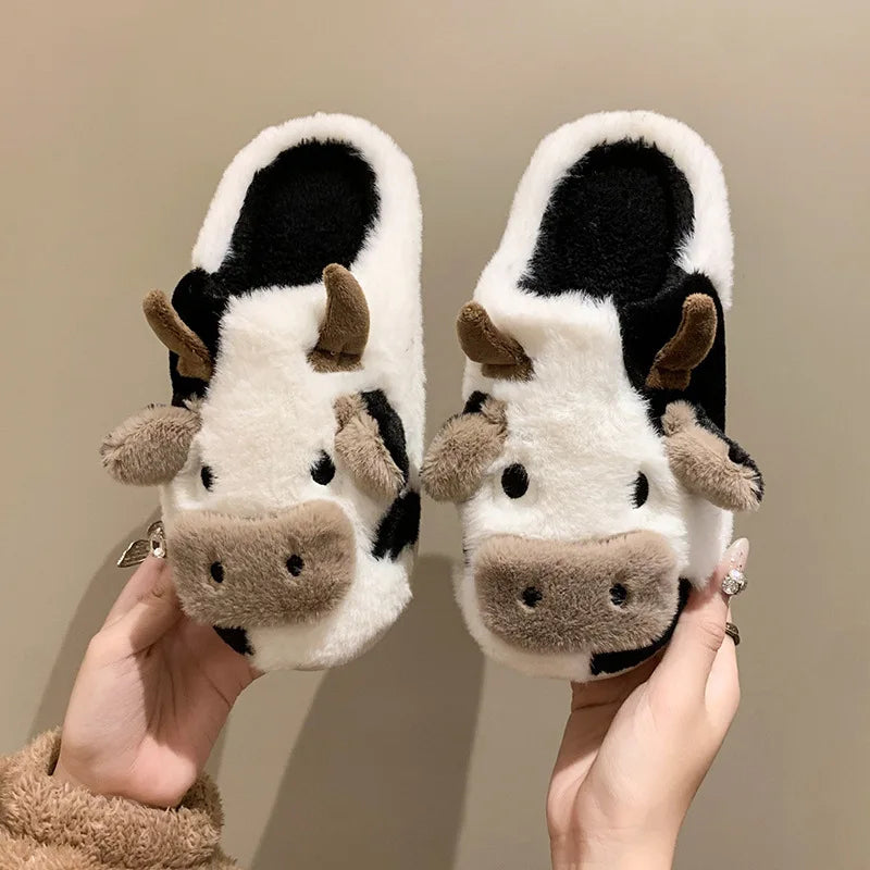 Soft Cow Themed Cozy Slippers