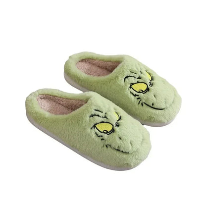 Grinch Themed Fuzzy Slippers – Cozy Fun for Every Step - Cloud Cushion Slides